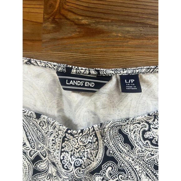 Lands End Women Petite Blue White Paisley Stretchy Maxi Dress Size LP - Picture 3 of 9